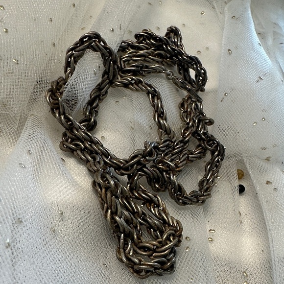 Tarnished sterling Silver rope chain Necklace - Picture 3 of 7